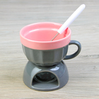 Набор для фондю Доляна «Сладкая чаша», с вилочкой 15 см, цвет серо-розовый - Фото 1