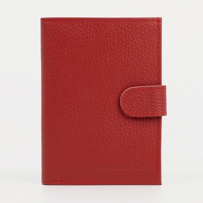 Обложка для автодокументов и паспорта, 5 карманов для карт, цвет красный - Фото 1
