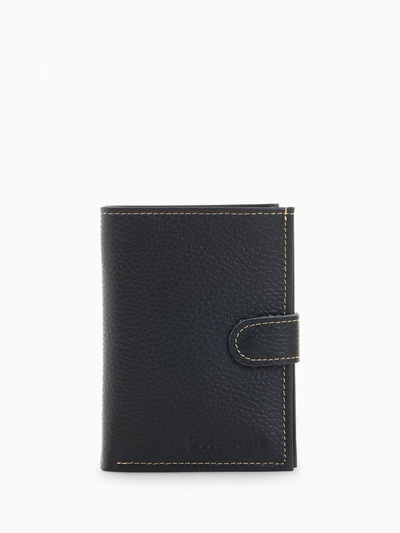 Обложка для документов 3 в 1 TEXTURA на кнопке: для автодокументов, паспорта, купюр, чёрная