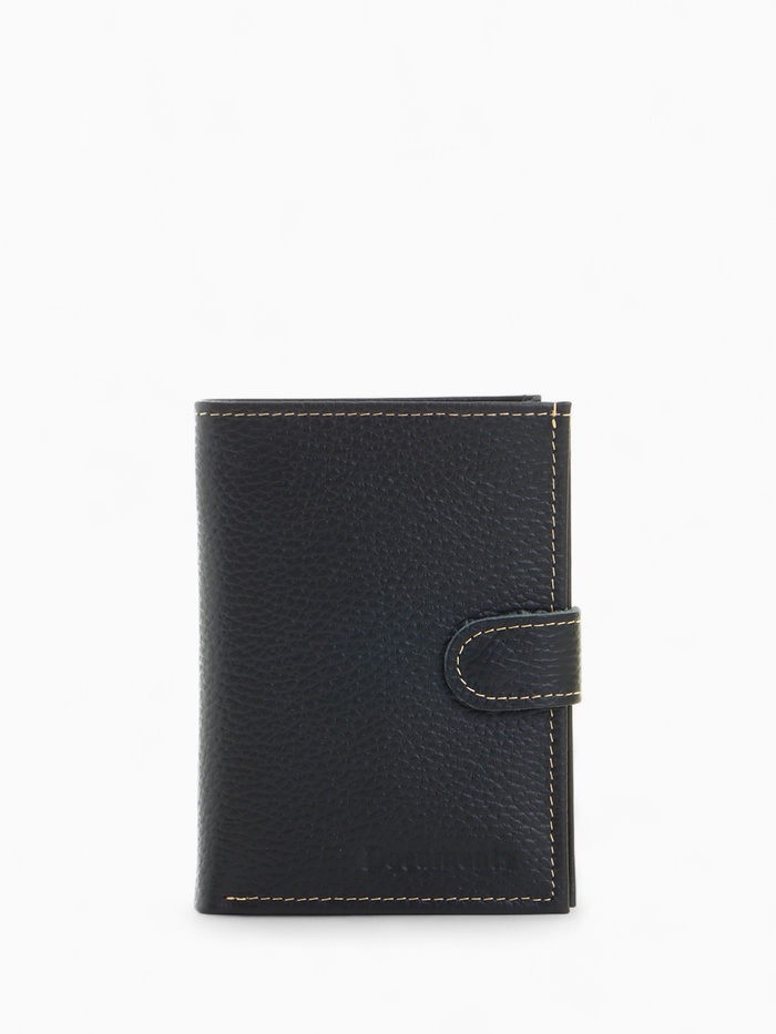 Обложка для документов 3 в 1 TEXTURA на кнопке: для автодокументов, паспорта, купюр, чёрная - Фото 1