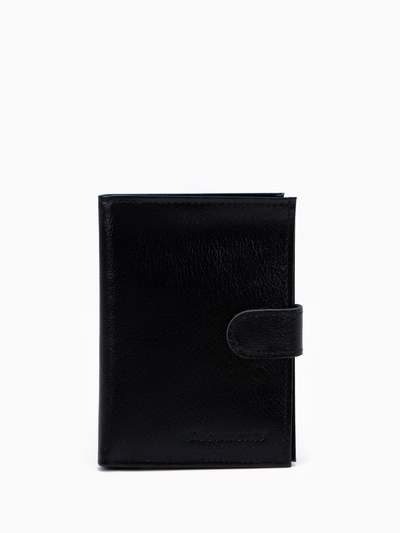 Обложка для документов 3 в 1, TEXTURA, на кнопке: для автодокументов, паспорта и купюр, чёрная