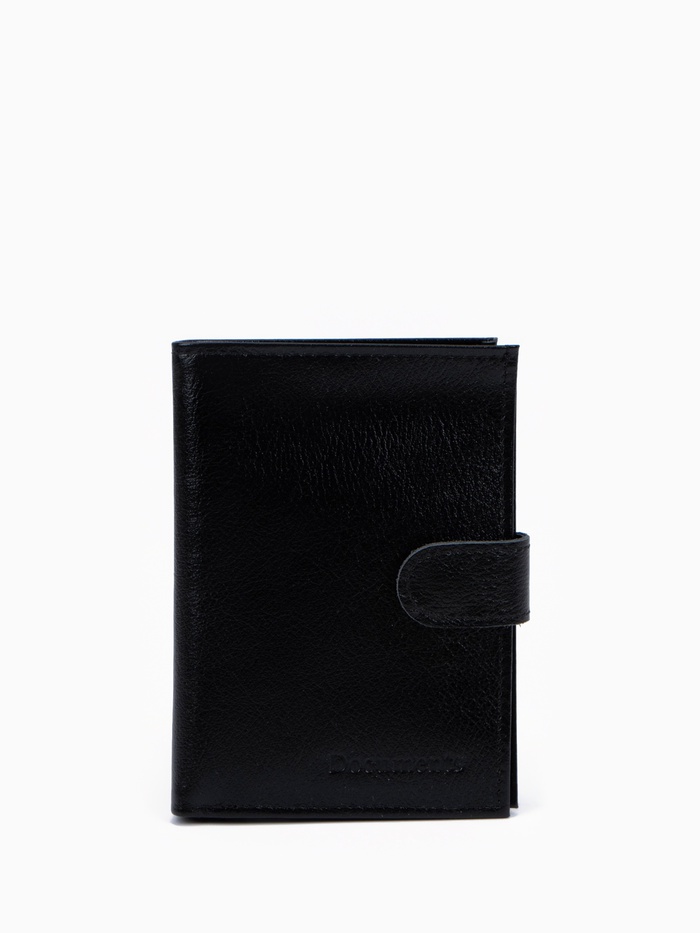 Обложка для документов 3 в 1, TEXTURA, на кнопке: для автодокументов, паспорта и купюр, чёрная - Фото 1