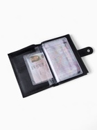 Обложка для документов 3 в 1, TEXTURA, на кнопке: для автодокументов, паспорта и купюр, чёрная - Фото 8