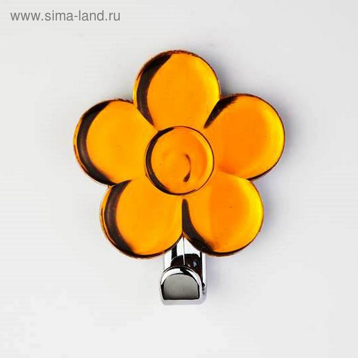 Крючок декоративный «Цветок» жёлтый - Фото 1