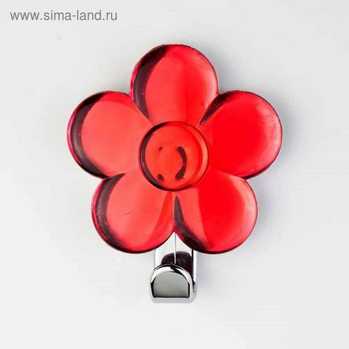Крючок декоративный «Цветок» красный - Фото 1