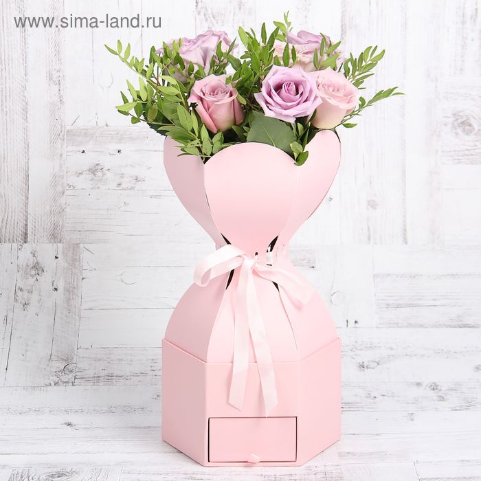 Коробка подарочная, розовый, 20 х 20 х 40 см - Фото 1