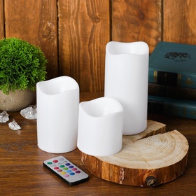 Свеча светодиодная «Тройка», с пультом, набор 3 шт. 2537403