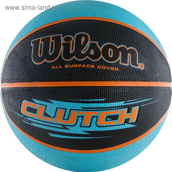 Мяч баскетбольный WILSON Clutch, арт.WTB1430XB, р.7, рез, бутил.кам., черно-бирюз-оранж - Фото 1