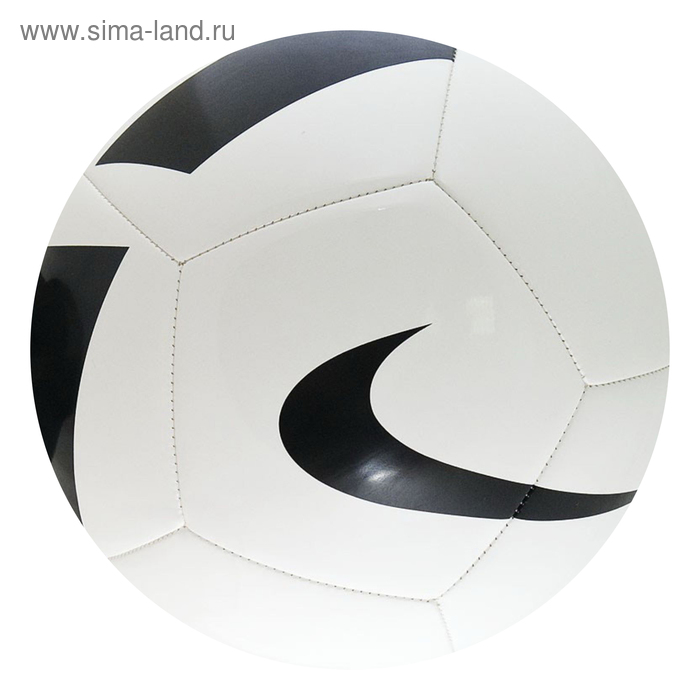 Мяч футбольный NIKE Pitch Team, SC3166-100,  р.5, 12 пан, гл.ТПУ,  маш. сшивка, бело-черный - Фото 1