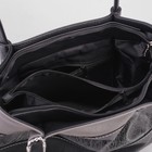 Сумка женская, 2 отдела на молниях, наружный карман, цвет чёрный/серый - Фото 5