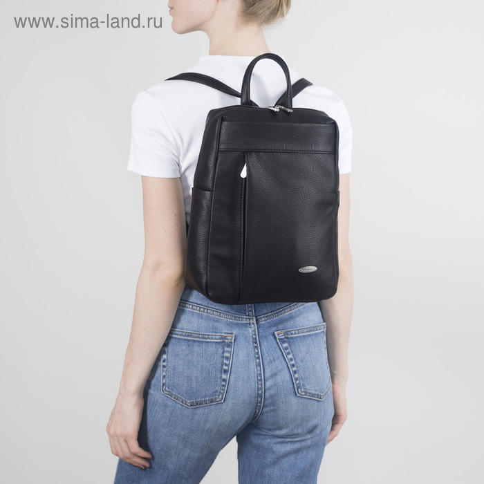 Рюкзак-сумка, отдел на молнии, 2 наружных кармана, цвет чёрный - Фото 1