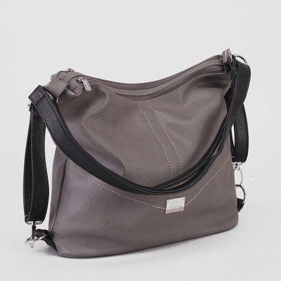 Сумка-рюкзак, 2 отдела на молнии, наружный карман, цвет серый/чёрный