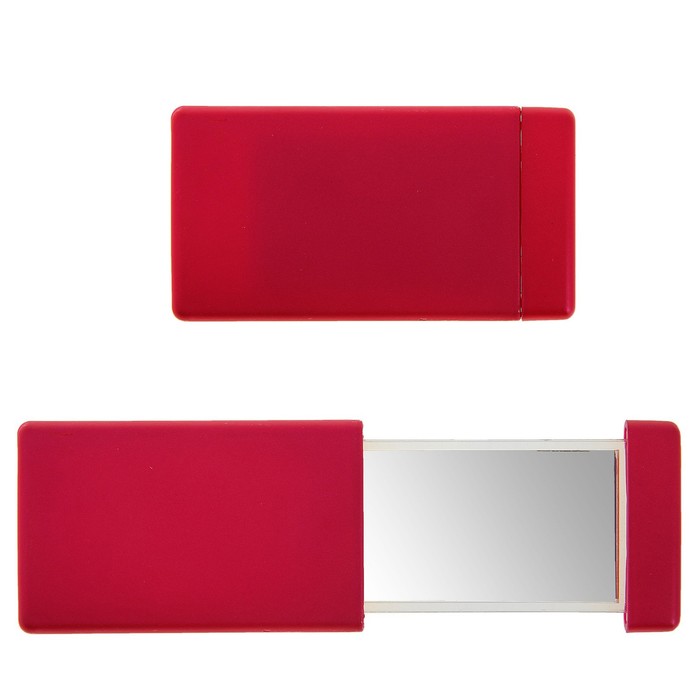 Зеркало складное, прямоугольное, без увеличения, двустороннее, цвет красный - Фото 1