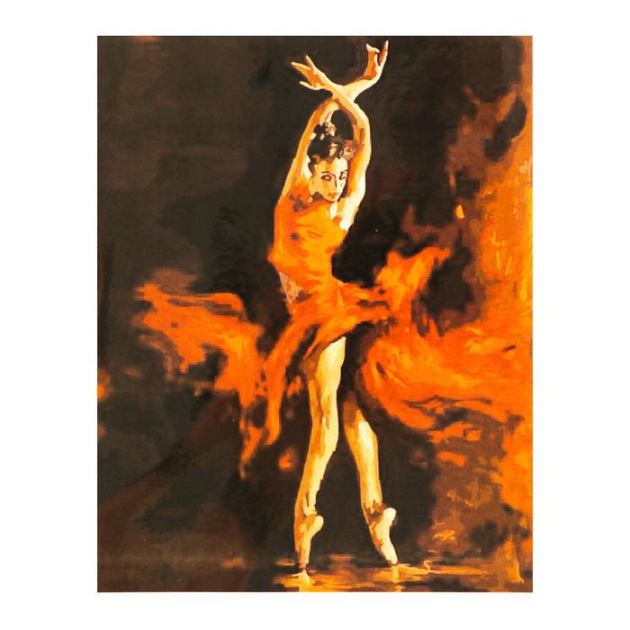 Роспись по холсту "Огненный танец" по номерам с красками по 3 мл + кисти + инструкция + крепёж - Фото 1