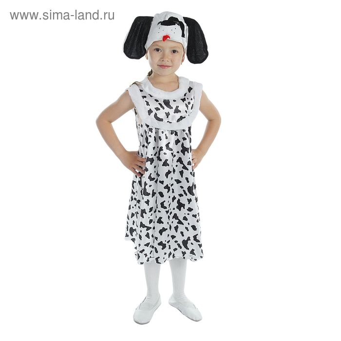 Карнавальный костюм для девочки "Далматинец", атлас, сарафан, шапка, р-р 60, рост 116 см - Фото 1