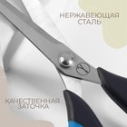 Ножницы универсальные, скошенное лезвие, термостойкие ручки, 7", 18 см, цвет чёрный/голубой - фото 9746631