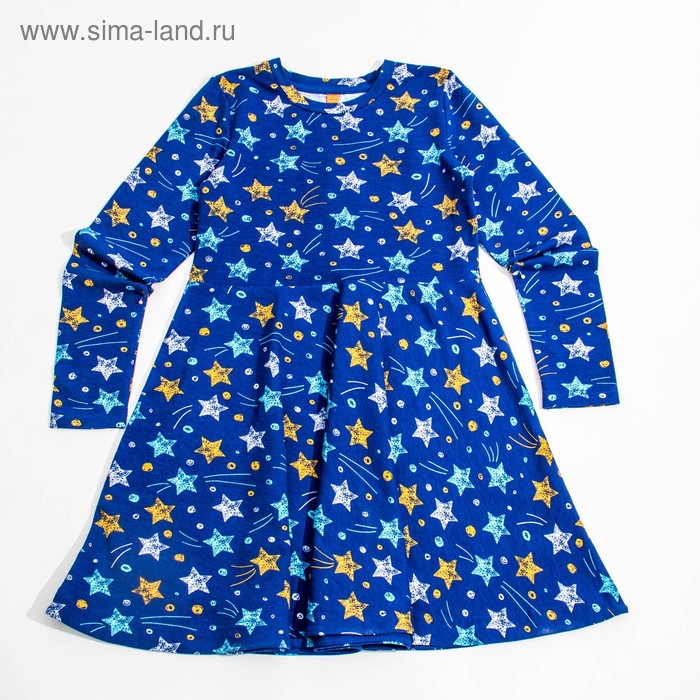 Платье детское, рост 134/140 см, цвет синий, принт звезды 883- AZ - Фото 1