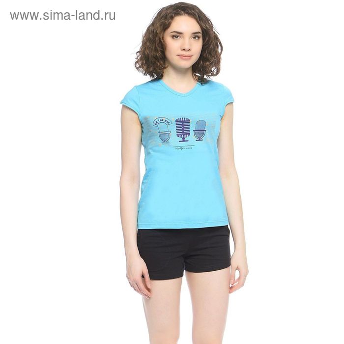 Комплект женский: футболка+шорты «Бриз», размер 42, цвет голубой - Фото 1
