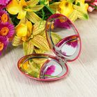 Зеркало складное, круглое, с двукратным увеличением, двустороннее, d=7см, цвет красный - Фото 2