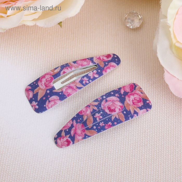 Невидимка для волос "Алания" набор 12 шт 5,3 см прорезь пионы - Фото 1