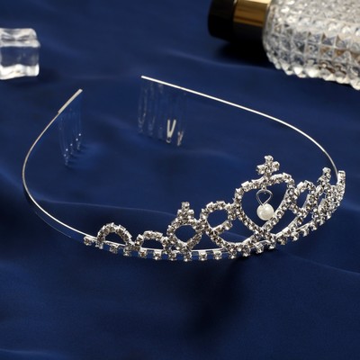 Диадема для волос «Феерия», сердце, h=4 см, серебро