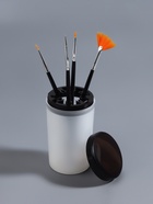 Ёмкость для очистки и хранения кистей, с держателями и крышкой, 200 мл, прозрачная, чёрная - Фото 2