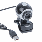 Веб-камера SVEN IC-300, 0.3 МП, 640x480, черно-серебристая - Фото 1