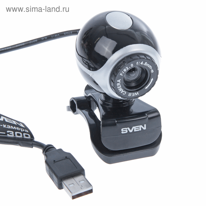 Веб-камера SVEN IC-300, 0.3 МП, 640x480, черно-серебристая - Фото 1
