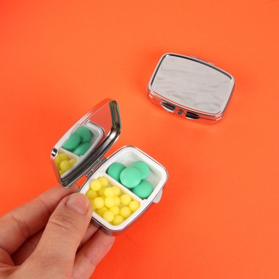 Таблетница с зеркальной поверхностью, 2 секции, цвет серебряный