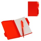Блокнот А7 30л обложка пластик с ручкой красный - Фото 1