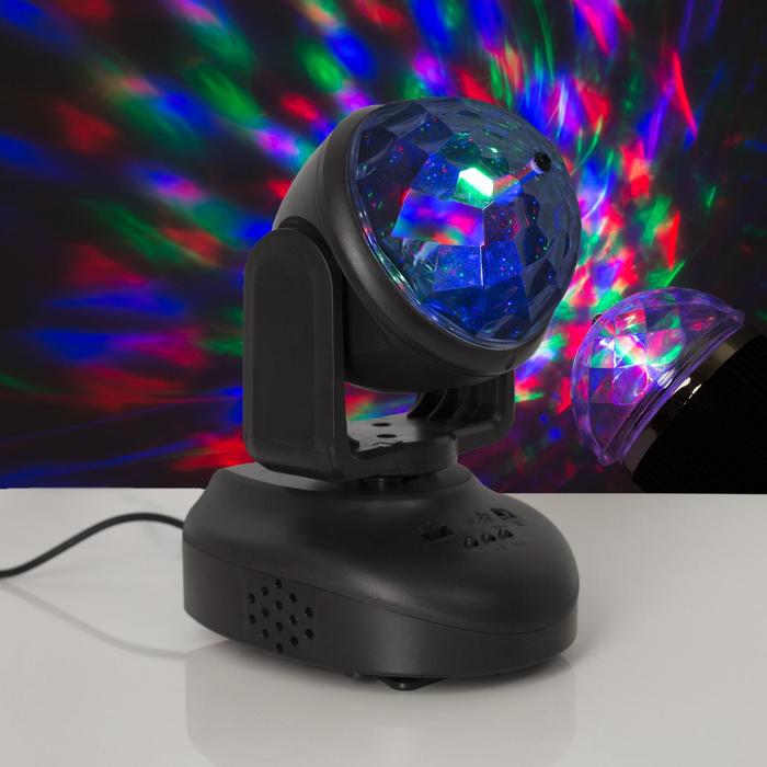 Световой прибор «Вращающийся шар» 8.5 см, динамик, свечение RGB, 220 В