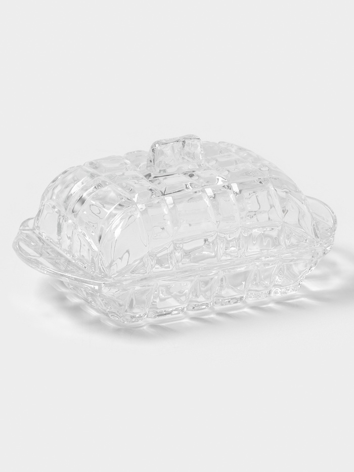 Маслёнка Доляна «Венеция», 17.5×10.5×6.5 см, стекло, прозрачная - Фото 1