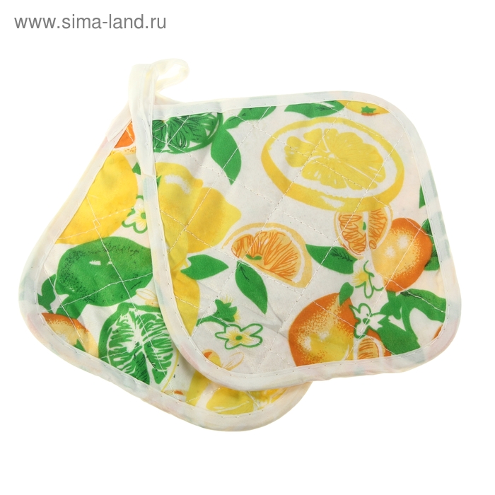 Кухонный набор Collorista "Апельсиновый день", 2 предмета: прихватка 15*15 см - 2 шт, 100% полиэстр - Фото 1