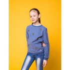 Свитшот для девочки, рост 158-164 см, цвет синий меланж - Фото 1