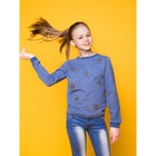 Свитшот для девочки, рост 158-164 см, цвет синий меланж - Фото 3