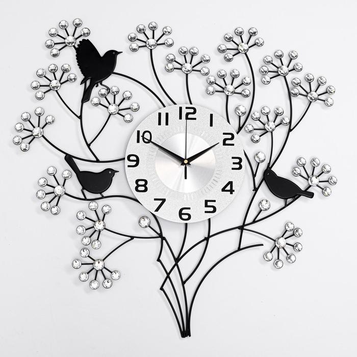 Часы настенные, серия: Ажур, "Весенний букет", плавный ход, d-22 см, 60 x 60 см - Фото 1