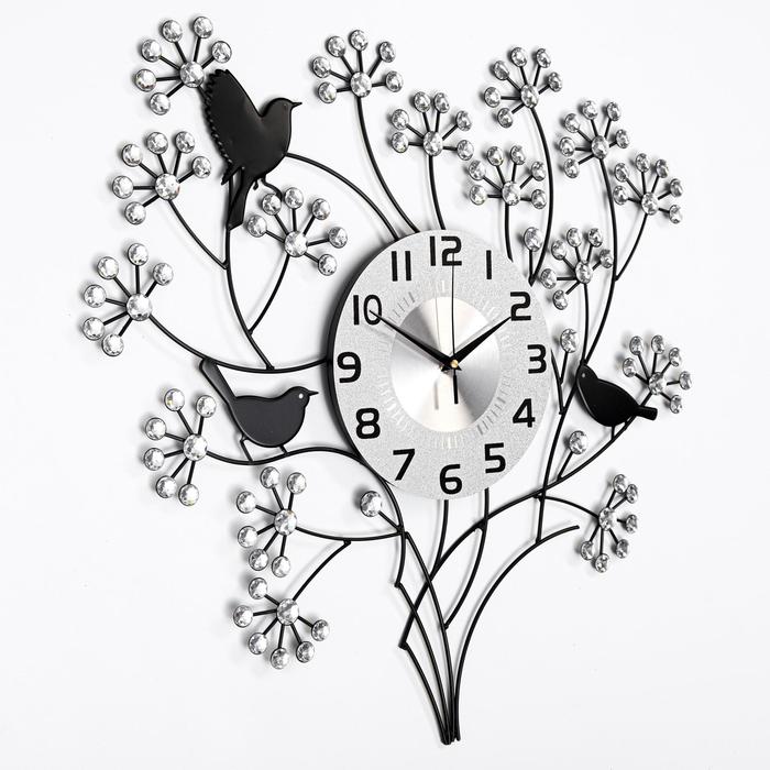 Часы настенные, серия: Ажур, "Весенний букет", плавный ход, d-22 см, 60 x 60 см - фото 1899554671
