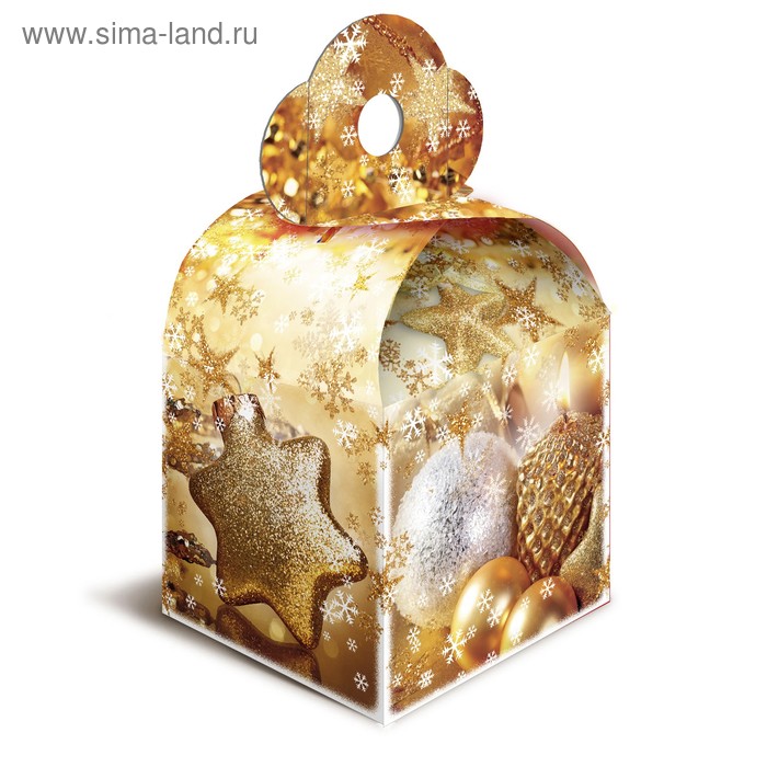 Подарочная коробка "Золотой", кубик большой, 12 х 12 х 18 см - Фото 1