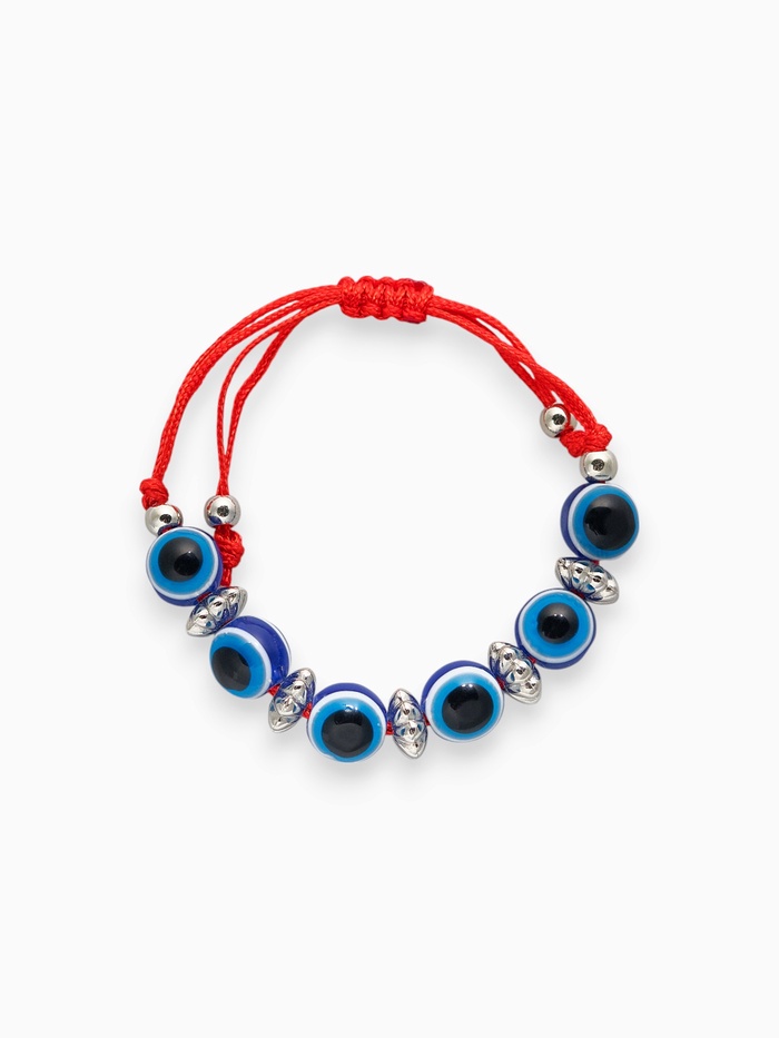 Браслет-оберег «Детский» глазки малые, синий в серебре, d=3.5 см - Фото 1