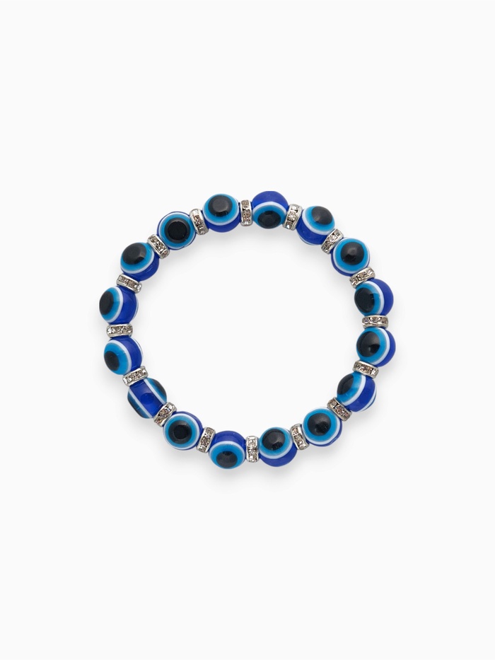 Браслет-оберег «Детский» глазки, синий в серебре, d=3 см - Фото 1