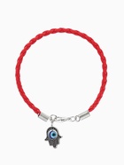 Браслет-оберег «Красная нить» рука счастья Хамса на застёжке, синий в чернёном серебре, 19 см - Фото 1