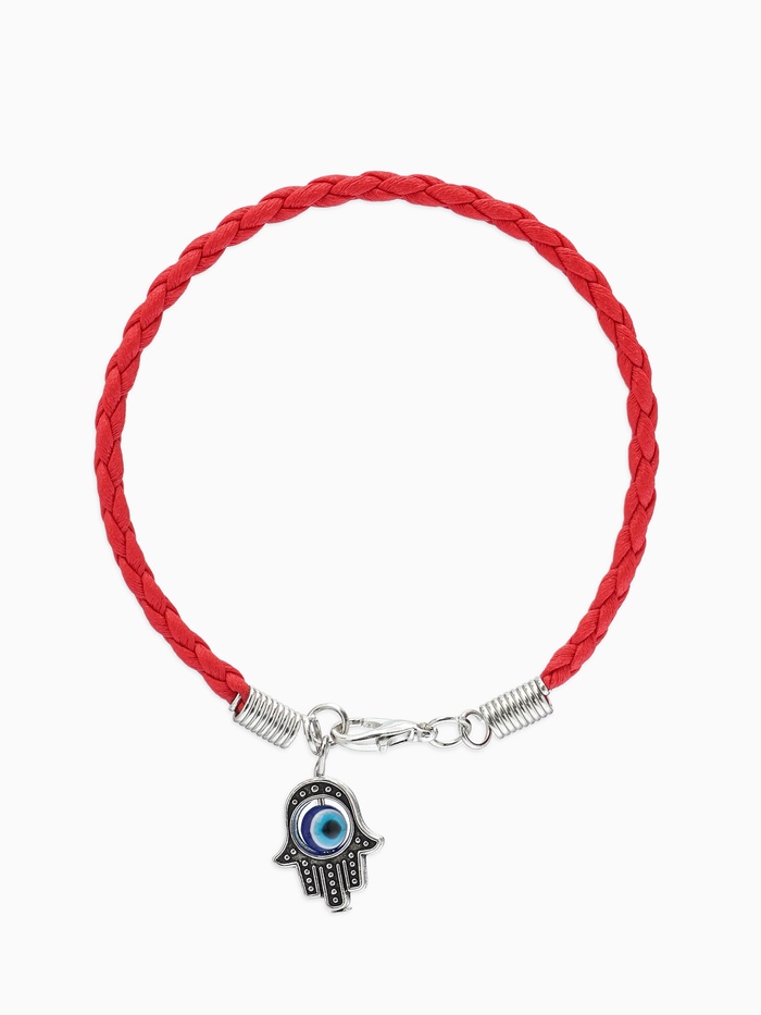 Браслет-оберег «Красная нить», рука счастья Хамса на застёжке, синий в чернёном серебре, 19 см - Фото 1