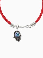 Браслет-оберег «Красная нить» рука счастья Хамса на застёжке, синий в чернёном серебре, 19 см - Фото 4