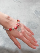 Браслет с шармами «Марджери» на нити, дерево в сердце, L=18 см, красный в серебре - Фото 4