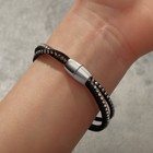 Браслет кожа «Шамбала», чёрный в серебре, L=17 см - Фото 5