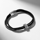 Браслет кожа «Шамбала», чёрный в серебре, L=17 см - Фото 2
