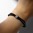 Браслет кожа «Шамбала», чёрный в серебре, L=17 см - Фото 4