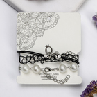 Браслет жемчуг "Романтик" чокерное плетение, набор 3 штуки, цвет бело-чёрный в серебре - Фото 3