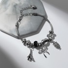 Браслет ассорти «Марджери» романтик, сова, цвет чёрный в серебре, L=18 см - фото 297940999