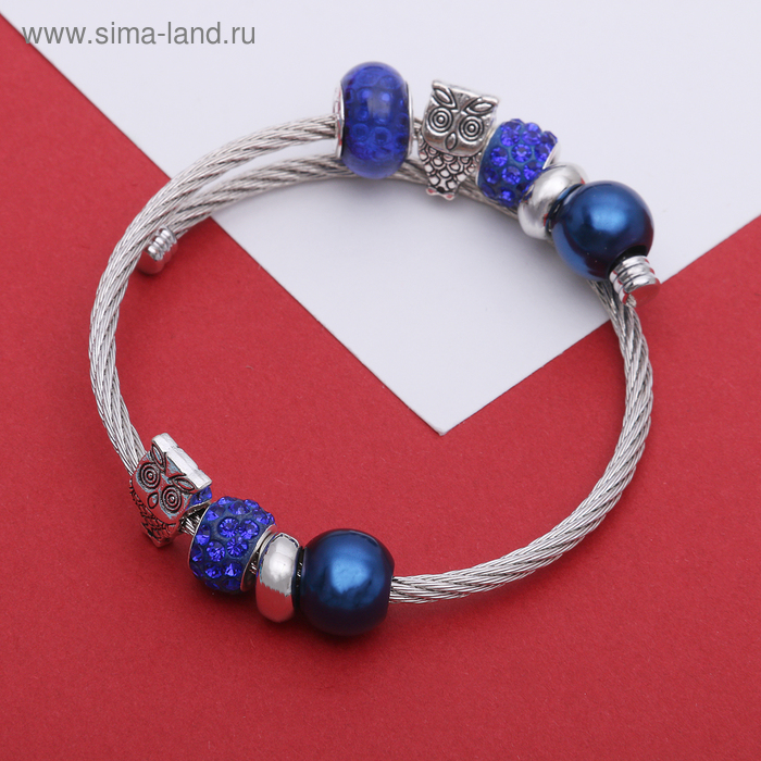 Браслет-пружинка "Марджери", цвет синий в серебре - Фото 1
